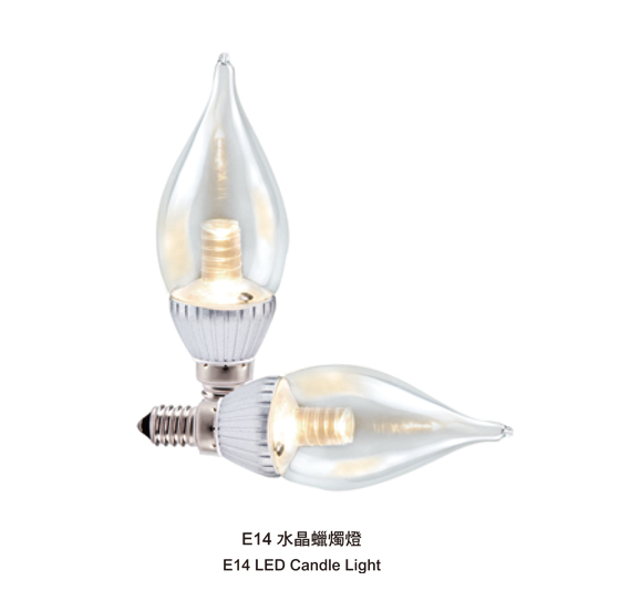 3W E14 LED水晶燈炮蠟燭  LED-E14 3W-SY(暖白)